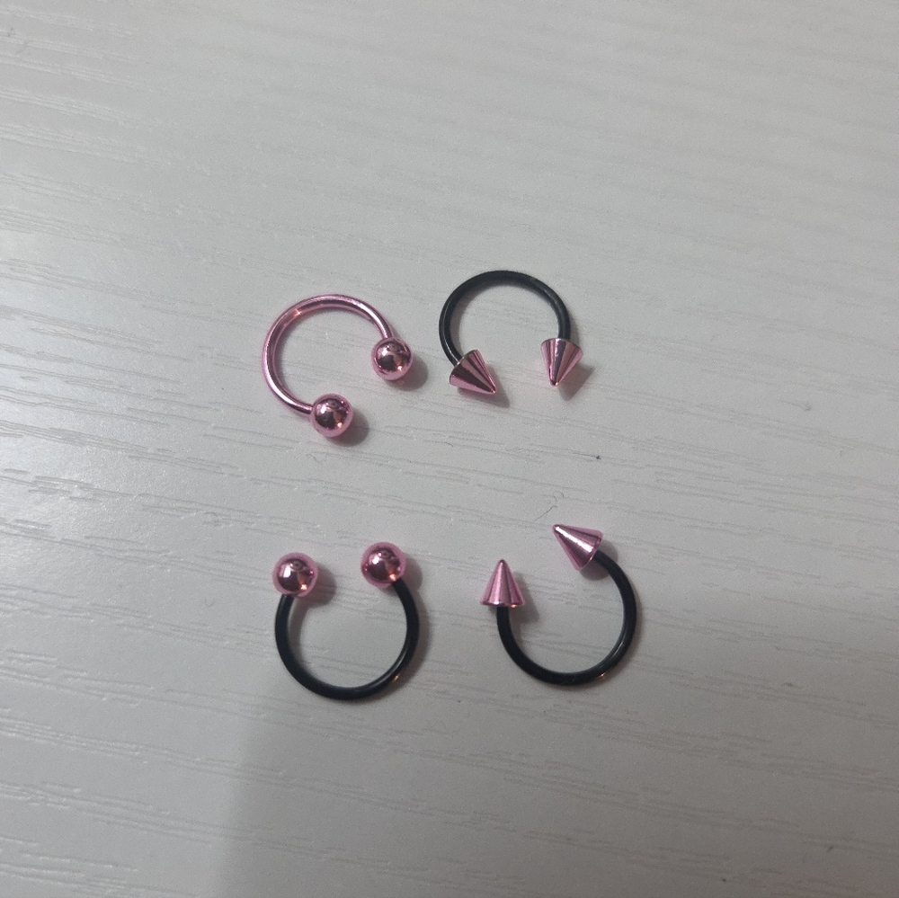 NEW Pink and Black Nose Ring Set.